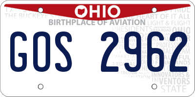 OH license plate GOS2962