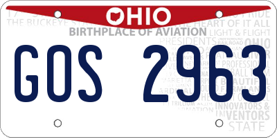 OH license plate GOS2963