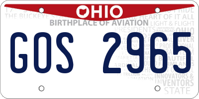 OH license plate GOS2965