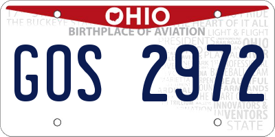 OH license plate GOS2972