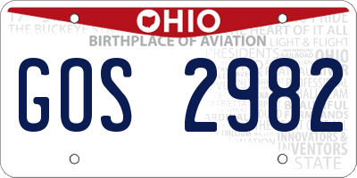 OH license plate GOS2982