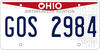 OH license plate GOS2984