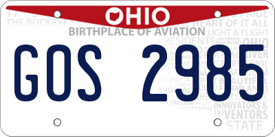 OH license plate GOS2985