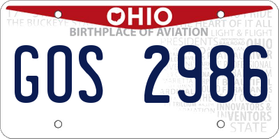 OH license plate GOS2986