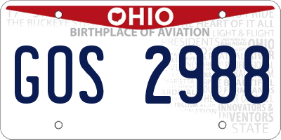 OH license plate GOS2988