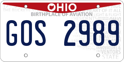OH license plate GOS2989