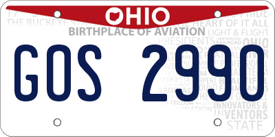 OH license plate GOS2990