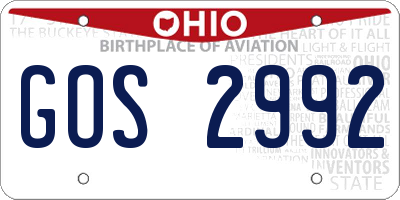 OH license plate GOS2992