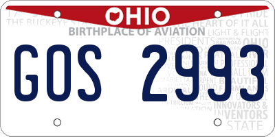 OH license plate GOS2993