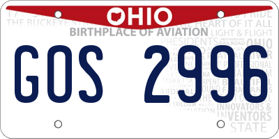 OH license plate GOS2996