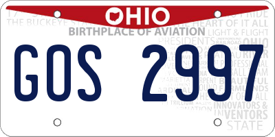 OH license plate GOS2997