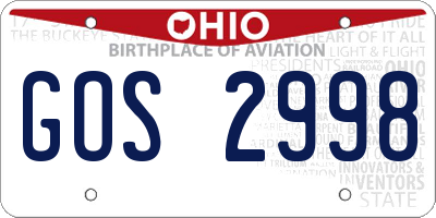 OH license plate GOS2998