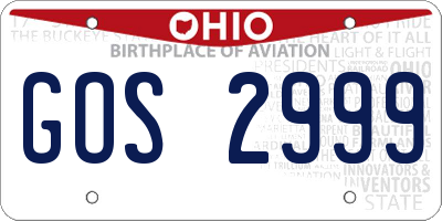 OH license plate GOS2999
