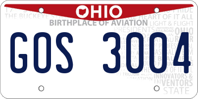 OH license plate GOS3004