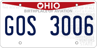 OH license plate GOS3006