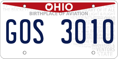 OH license plate GOS3010