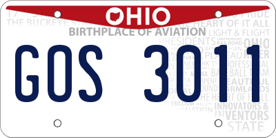 OH license plate GOS3011
