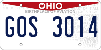 OH license plate GOS3014