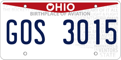 OH license plate GOS3015