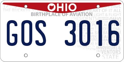 OH license plate GOS3016