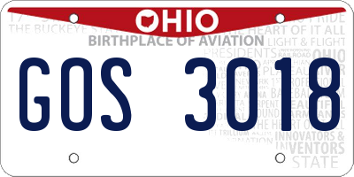 OH license plate GOS3018