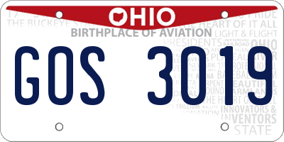 OH license plate GOS3019