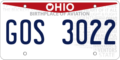 OH license plate GOS3022