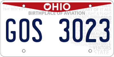 OH license plate GOS3023