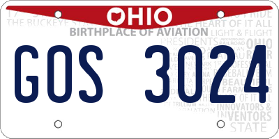 OH license plate GOS3024