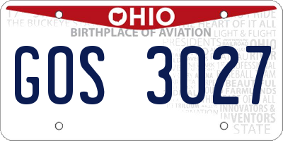 OH license plate GOS3027