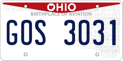 OH license plate GOS3031