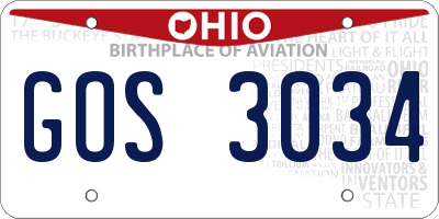 OH license plate GOS3034
