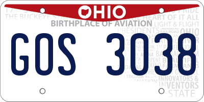 OH license plate GOS3038