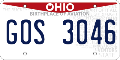 OH license plate GOS3046