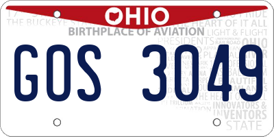 OH license plate GOS3049