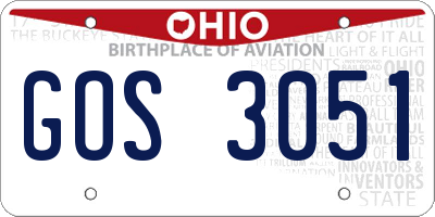 OH license plate GOS3051