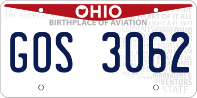 OH license plate GOS3062