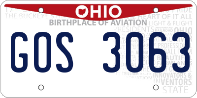 OH license plate GOS3063