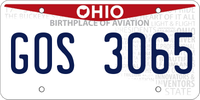 OH license plate GOS3065