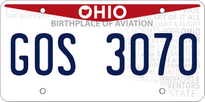 OH license plate GOS3070