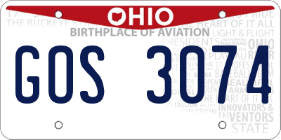 OH license plate GOS3074