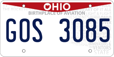 OH license plate GOS3085