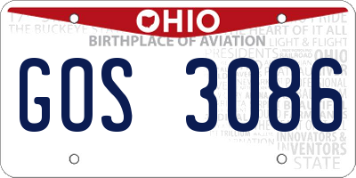 OH license plate GOS3086