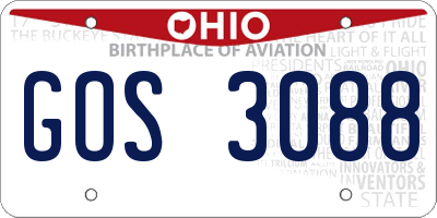 OH license plate GOS3088