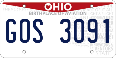 OH license plate GOS3091