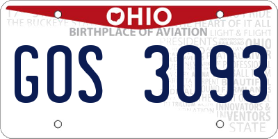 OH license plate GOS3093