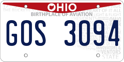 OH license plate GOS3094