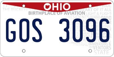 OH license plate GOS3096