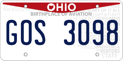 OH license plate GOS3098