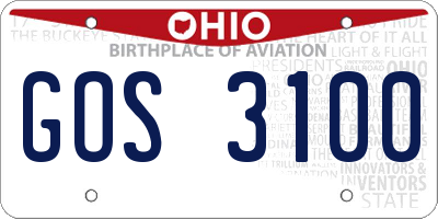 OH license plate GOS3100